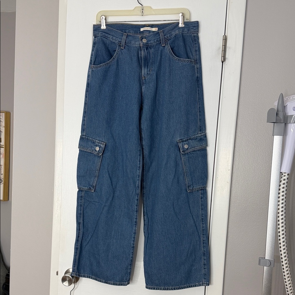 Levi's Women's Superlow Cargo Fit Blue Jeans